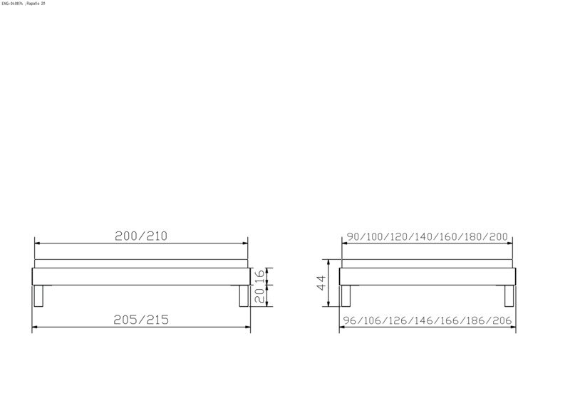 Maße bei Fußhöhe 20 cm