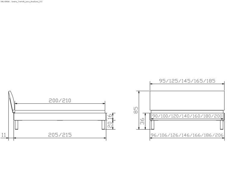 Maße bei Fußhöhe 20 cm