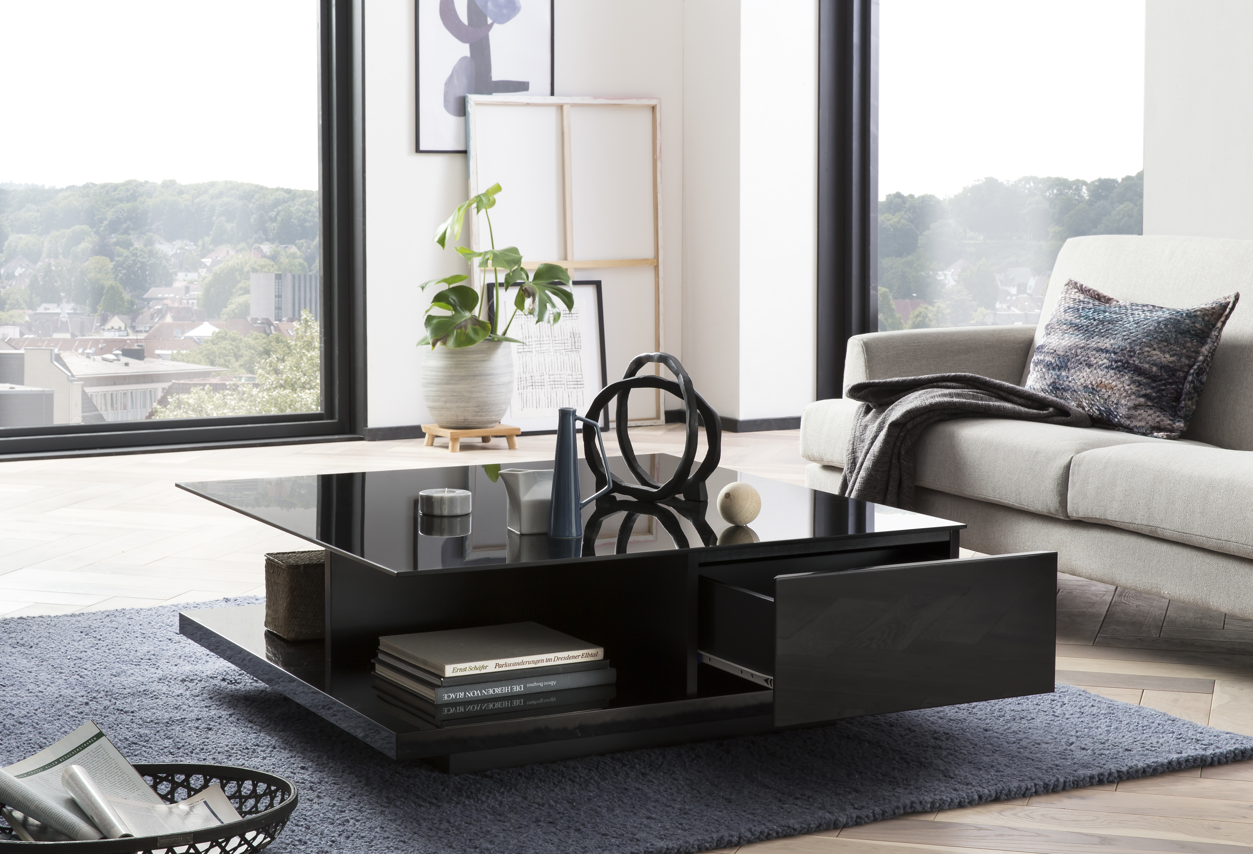 B x T x H: ca. 100 x 100 x 36 cm, Schwarz