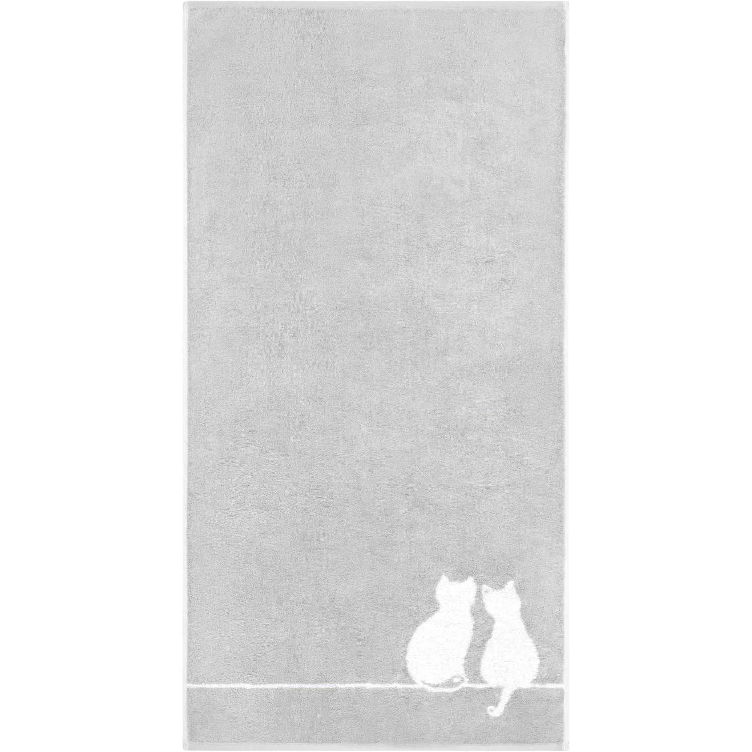 Cawö "You & Me" Handtuch (Cute Cats Edition) - Platin-Weiß