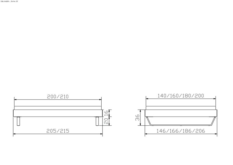 Maße bei Fußhöhe 20 cm