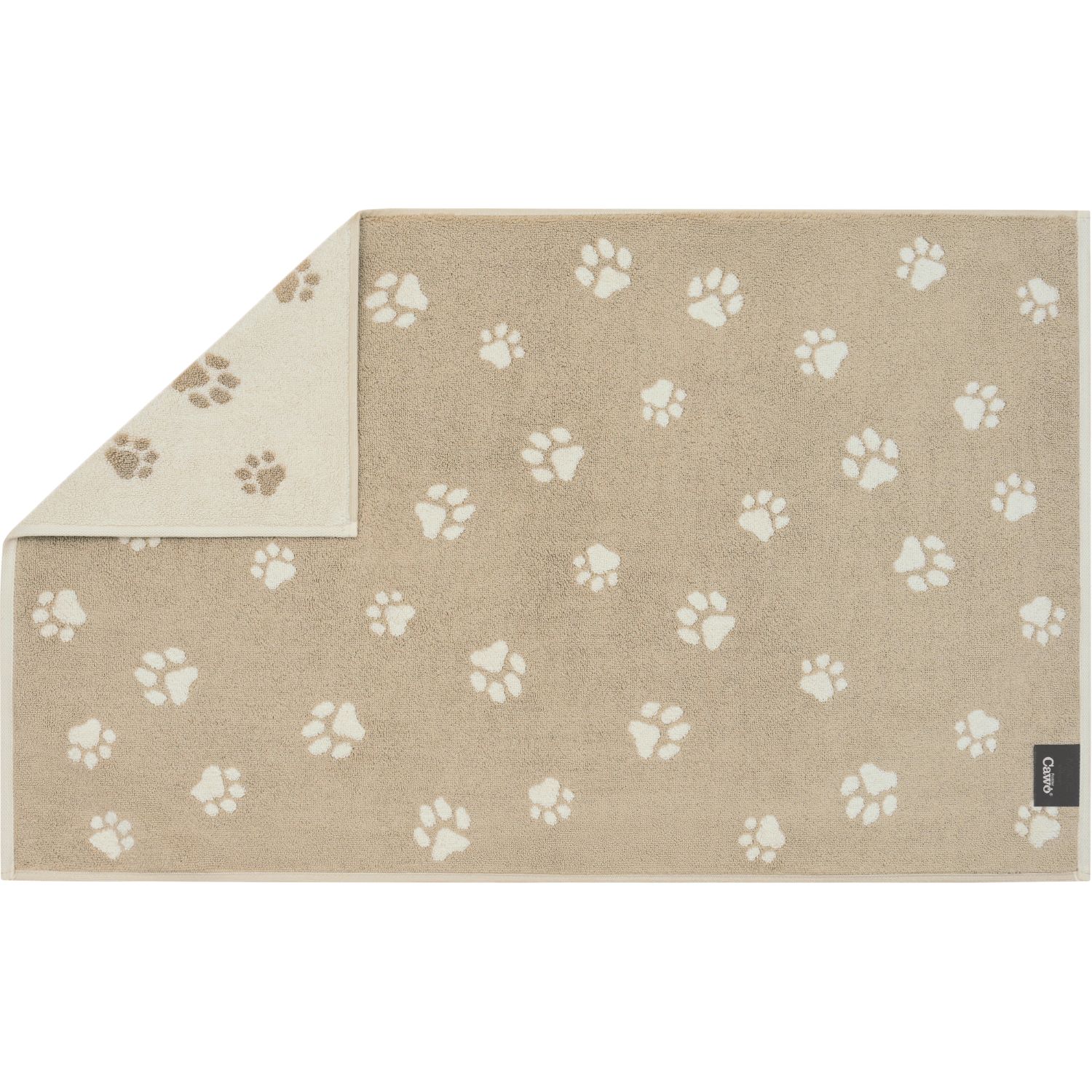 Cawö "Paws" Badematte (We love Dogs Edition) - Natur-Beige (Rückseite)