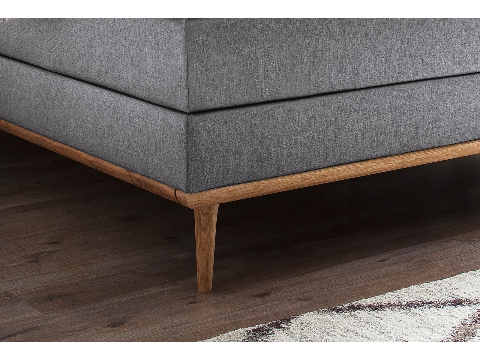 Boxspringbett Massello, Farbe Hellgrau, Holz Eichefarbig