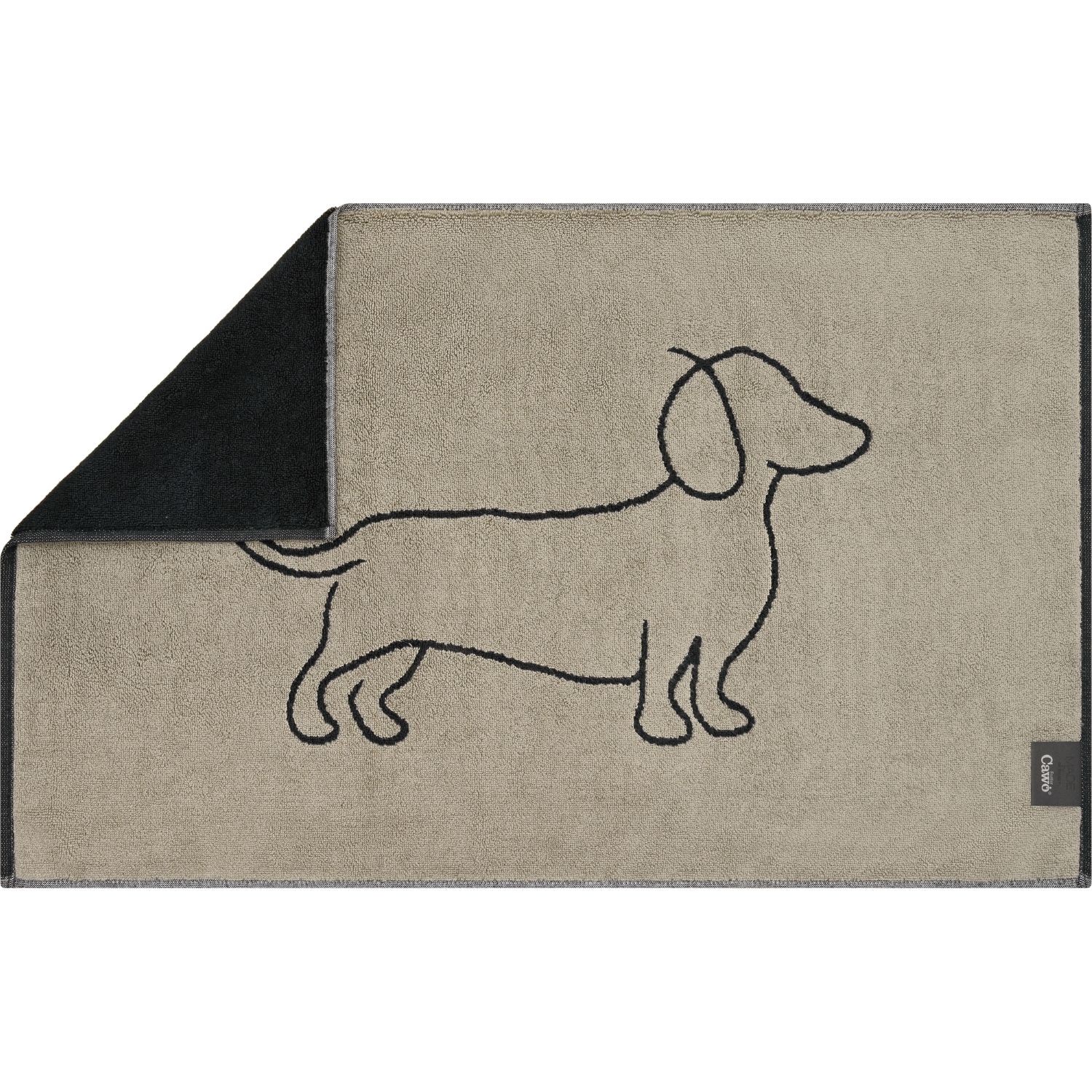 Cawö "Companion" Badematte (We love Dogs Edition) - Schwarz-Beige (Rückseite)