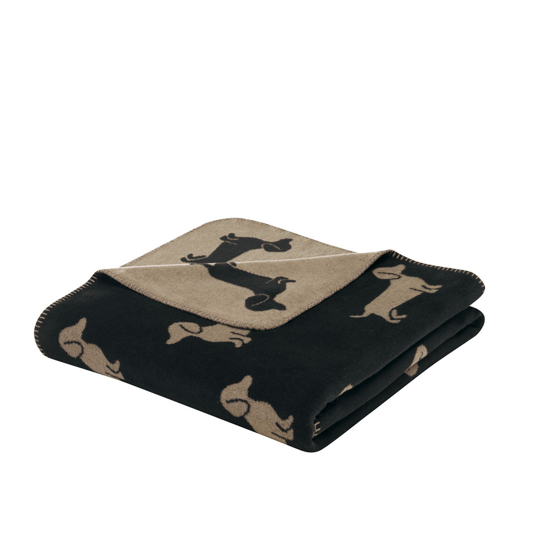 Cawö "Dogs" Wohndecke (We love Dogs Edition) - Schwarz-Beige