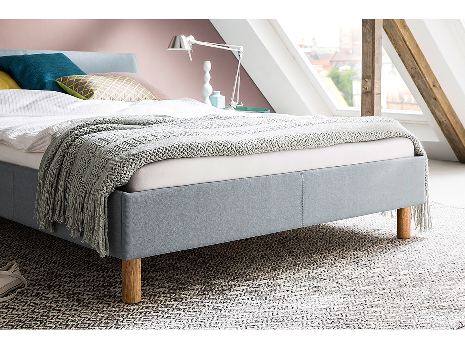 Polsterbett Lena, Farbe Eisblau, Detail