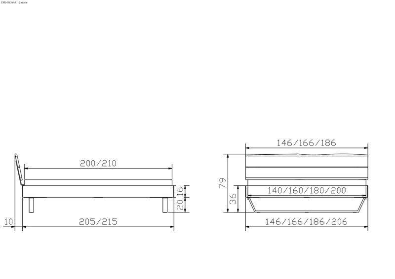 Maße bei Fußhöhe 20 cm