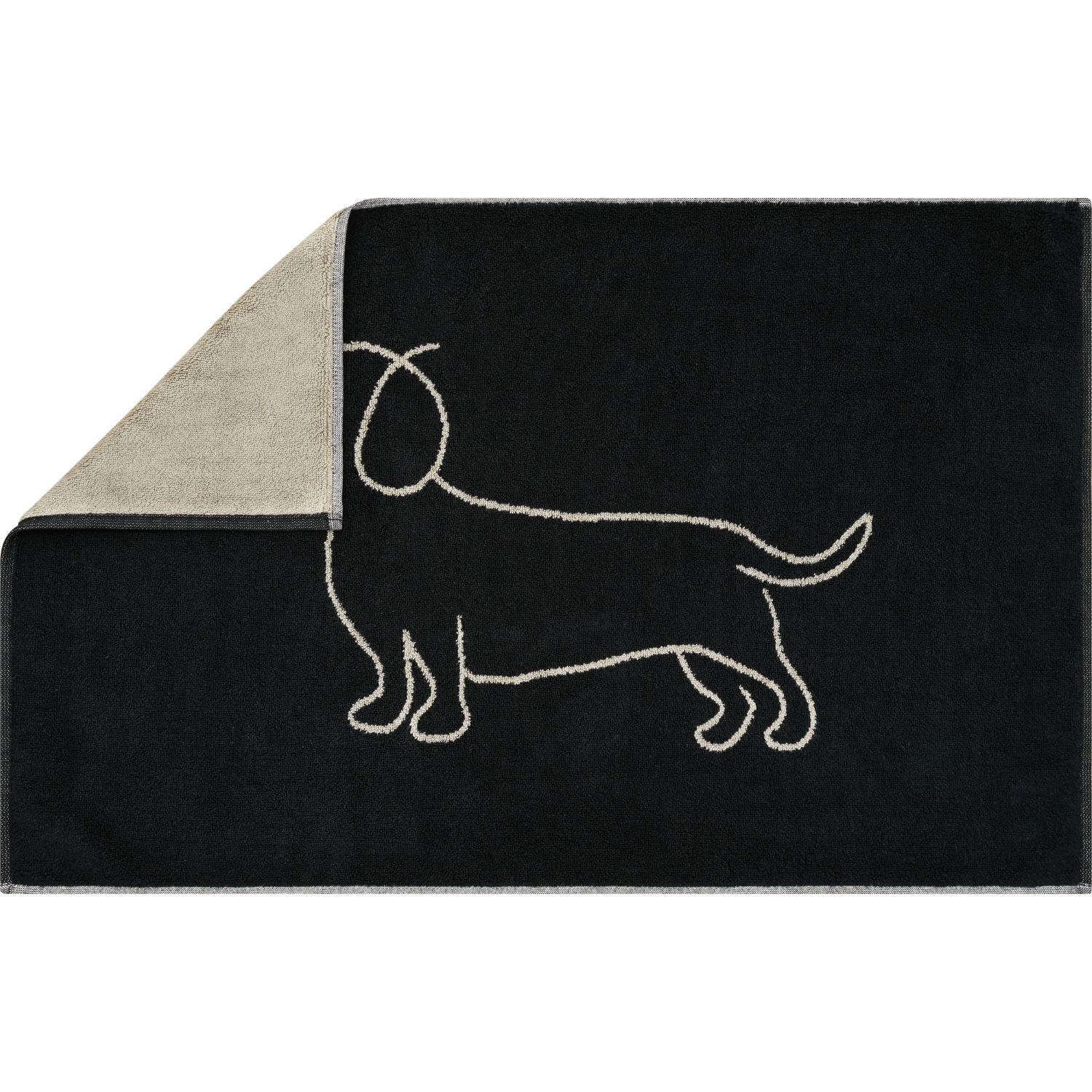 Cawö "Companion" Badematte (We love Dogs Edition) - Schwarz-Beige (Vorderseite)
