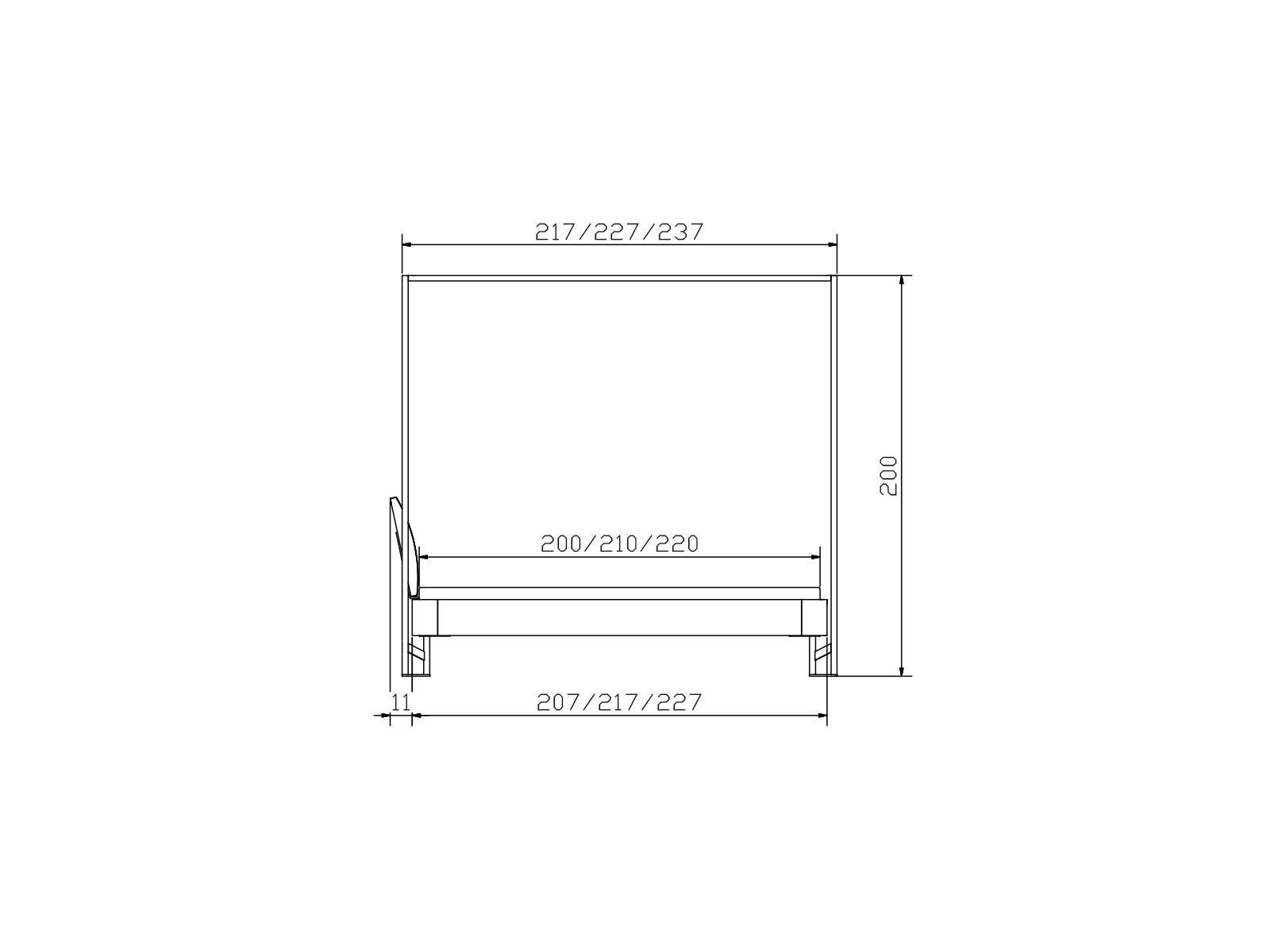 Fine-Line Cielo-Ron Baldachin, Konstruktionsmaße
