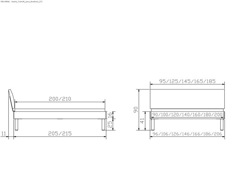 Maße bei Fußhöhe 25 cm