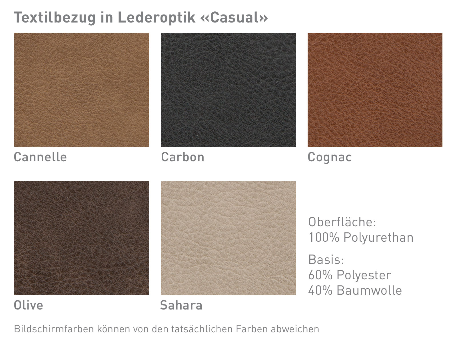 Farbkarte Lederoptik Casual