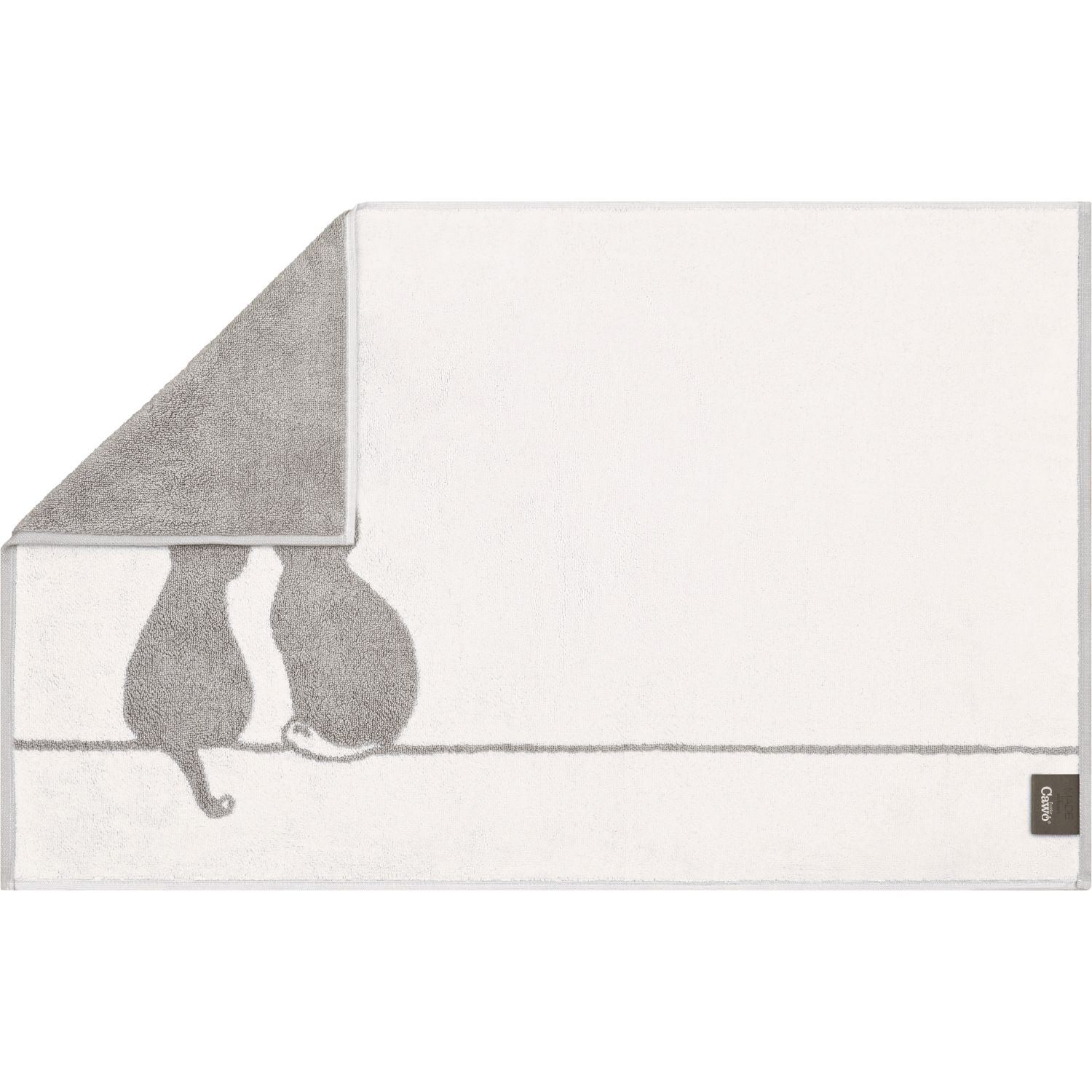 Cawö "You & Me" Badematte (Cute Cats Edition) - Platin-Weiß (Rückseite)