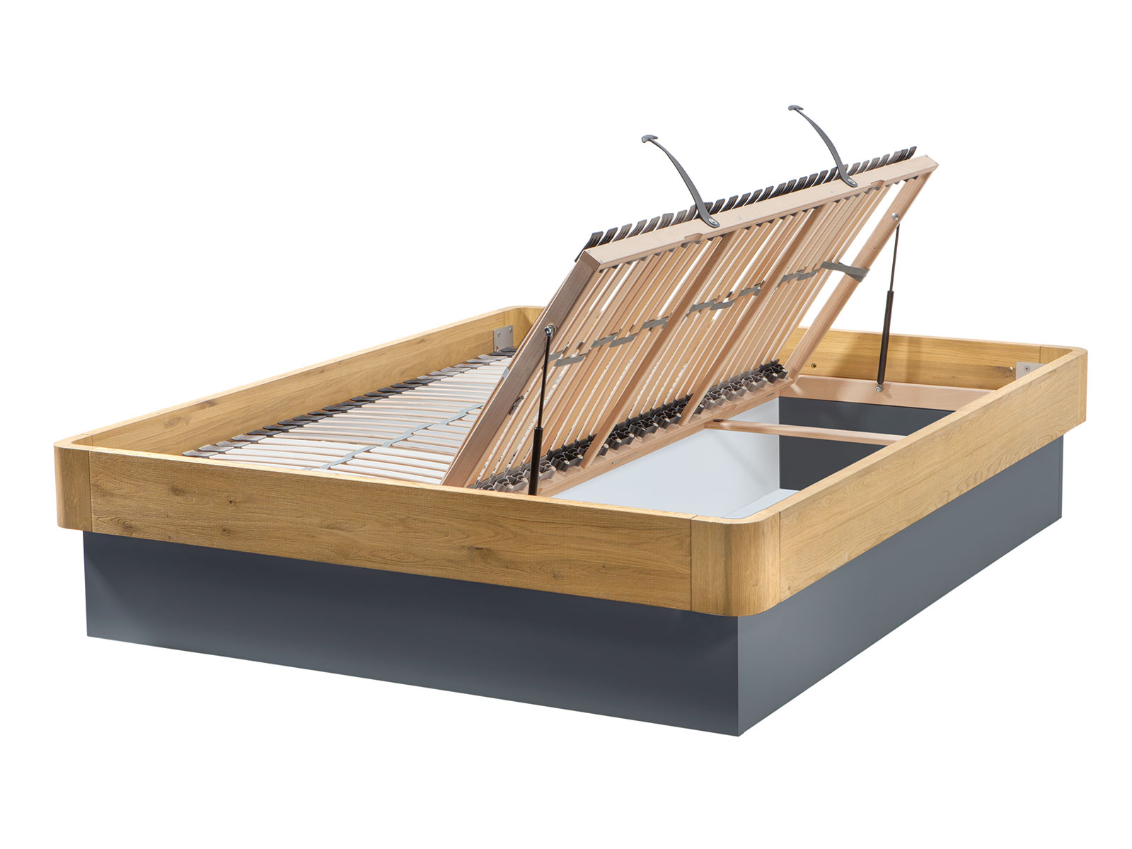 Oak-Bianco Practico-Ron Box , Breite 160 cm, Farbe Anthracit mit Lattenrost Econom Move (nicht im Lieferumfang enthalten)