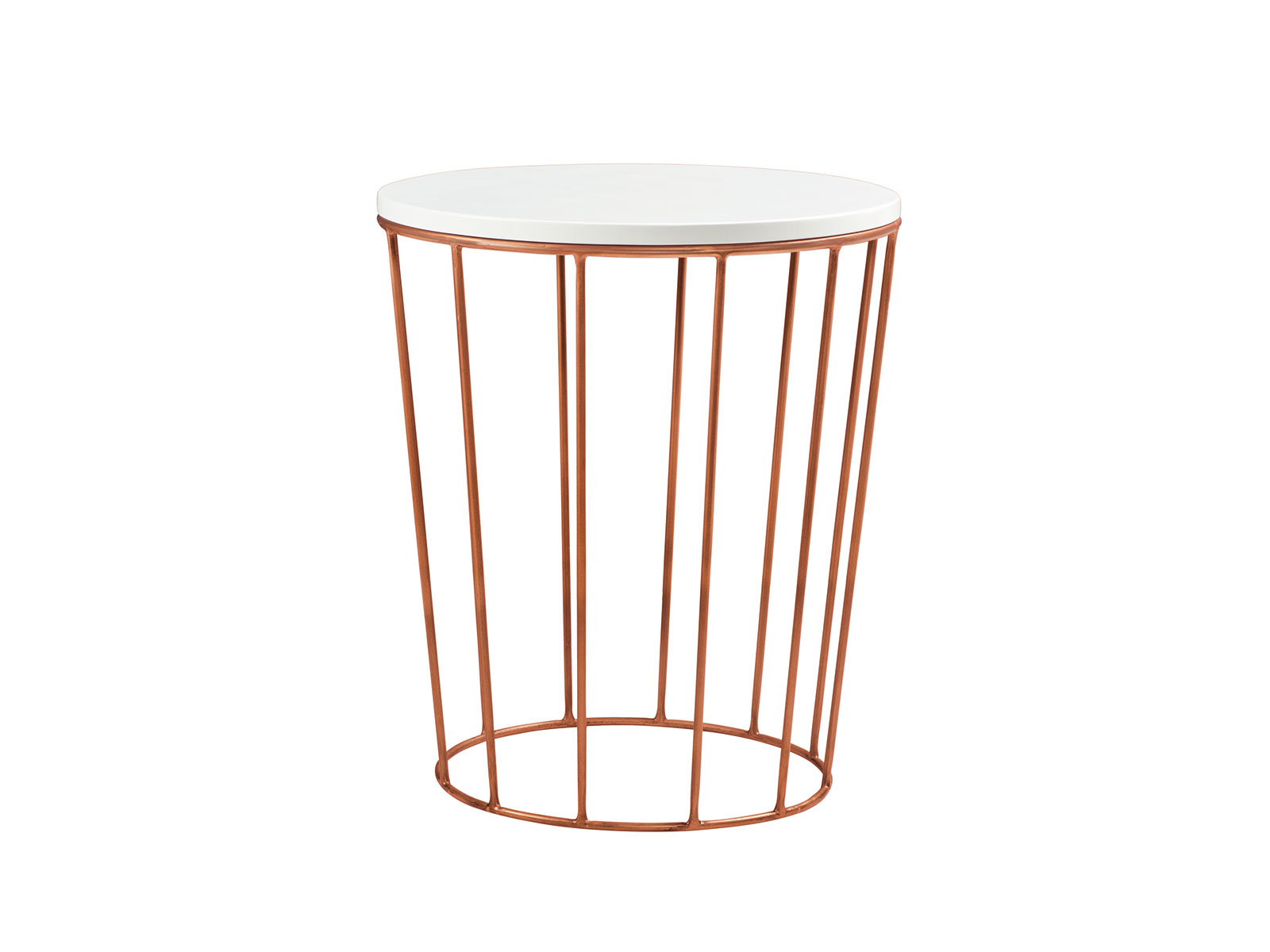 Fine-Line Nachttisch Lina, Weiss deckend, lackiert, MDF / Copper