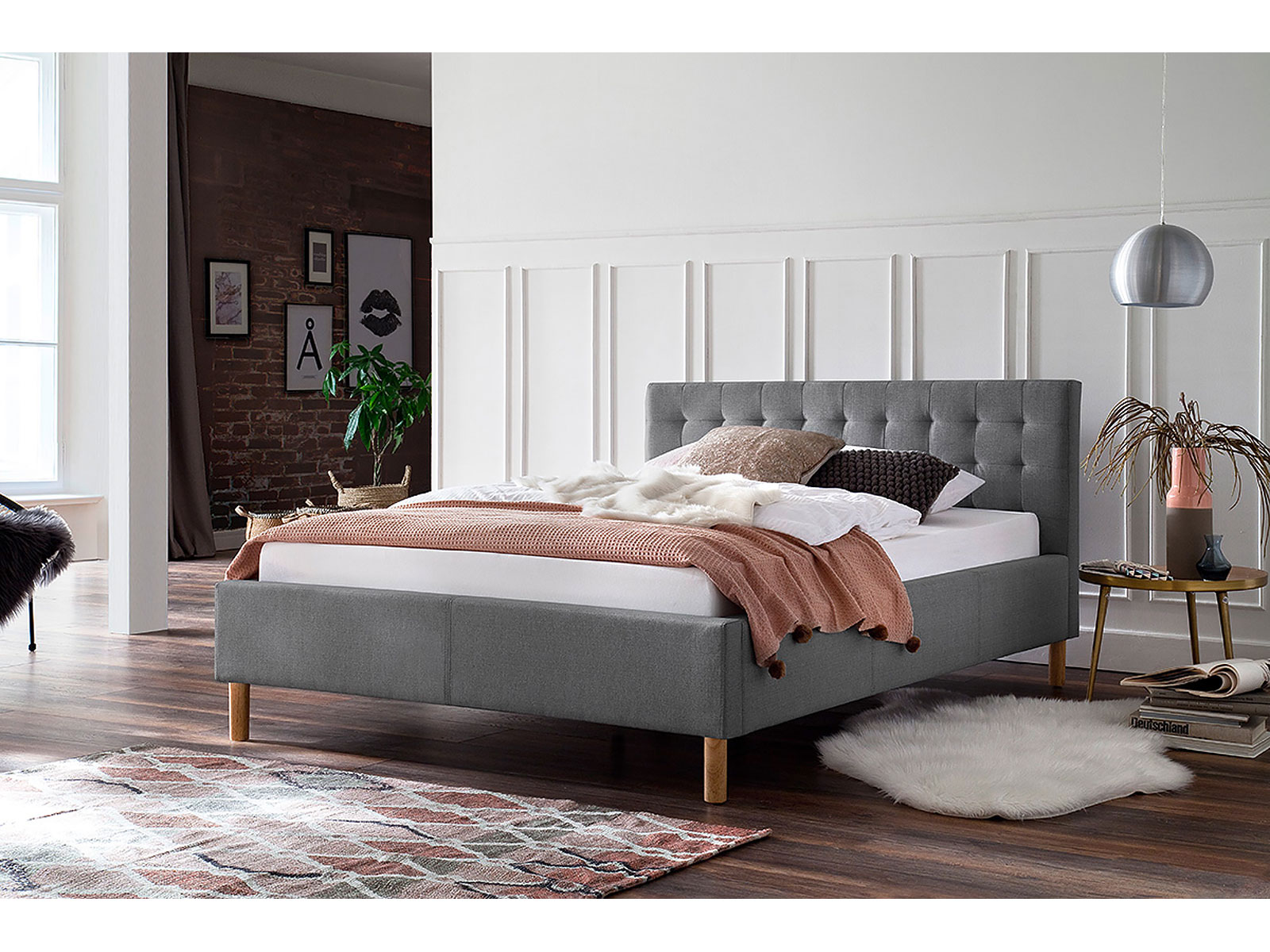 Polsterbett Malin, Farbe Hellgrau