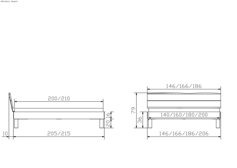 Maße bei Fußhöhe 20 cm