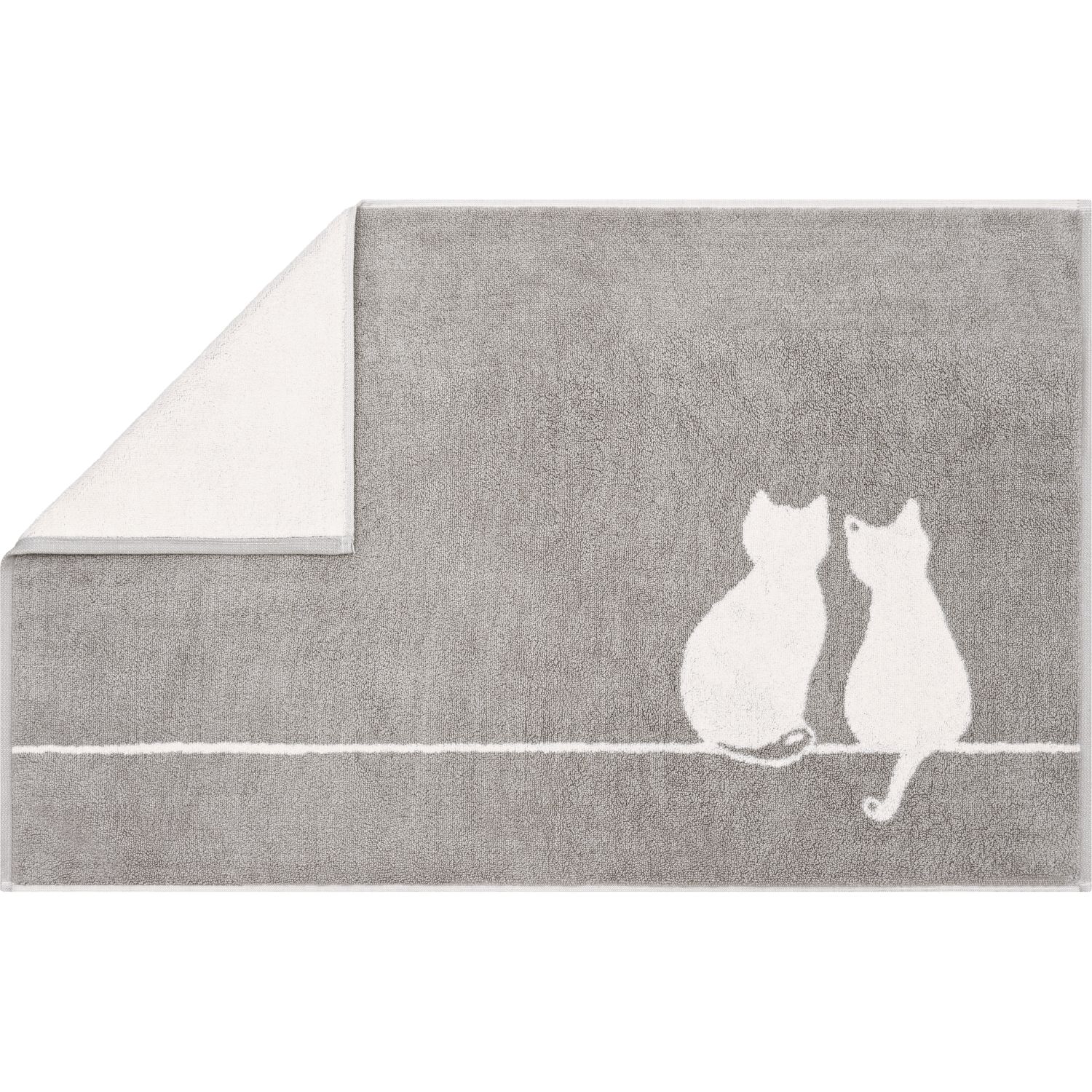 Cawö "You & Me" Badematte (Cute Cats Edition) - Platin-Weiß (Vorderseite)