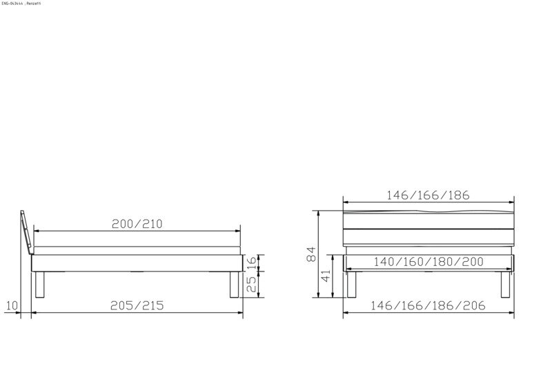 Maße bei Fußhöhe 25 cm