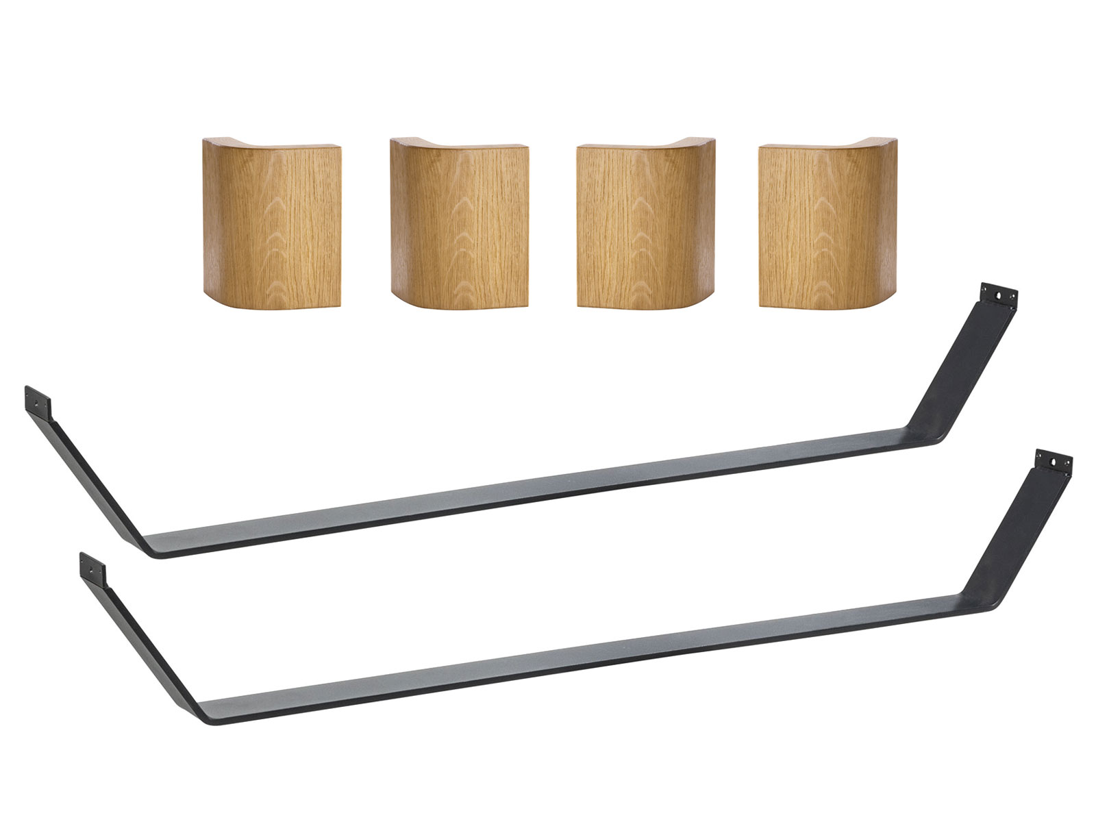 Oak-Line Füße Slitto, Metallfarbe Anthrazit, Eckteile Eiche natur, gebürstet, geölt