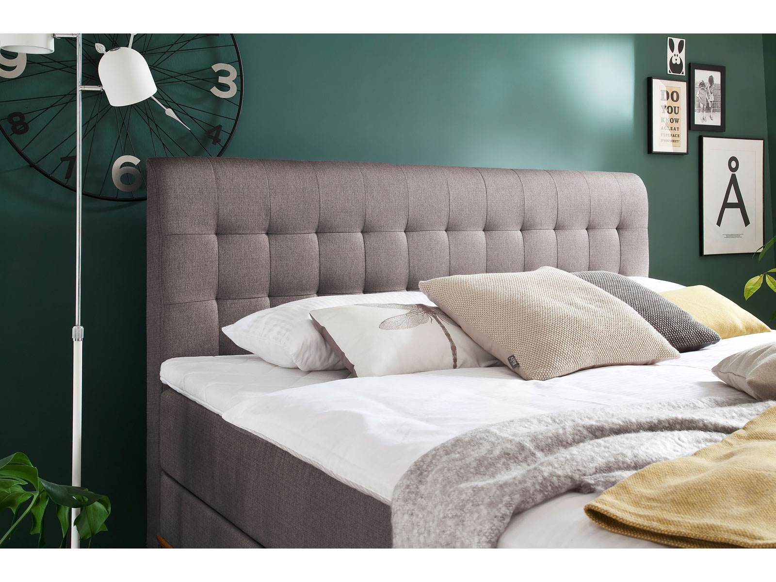 Boxspringbett Massello, Farbe Taupe