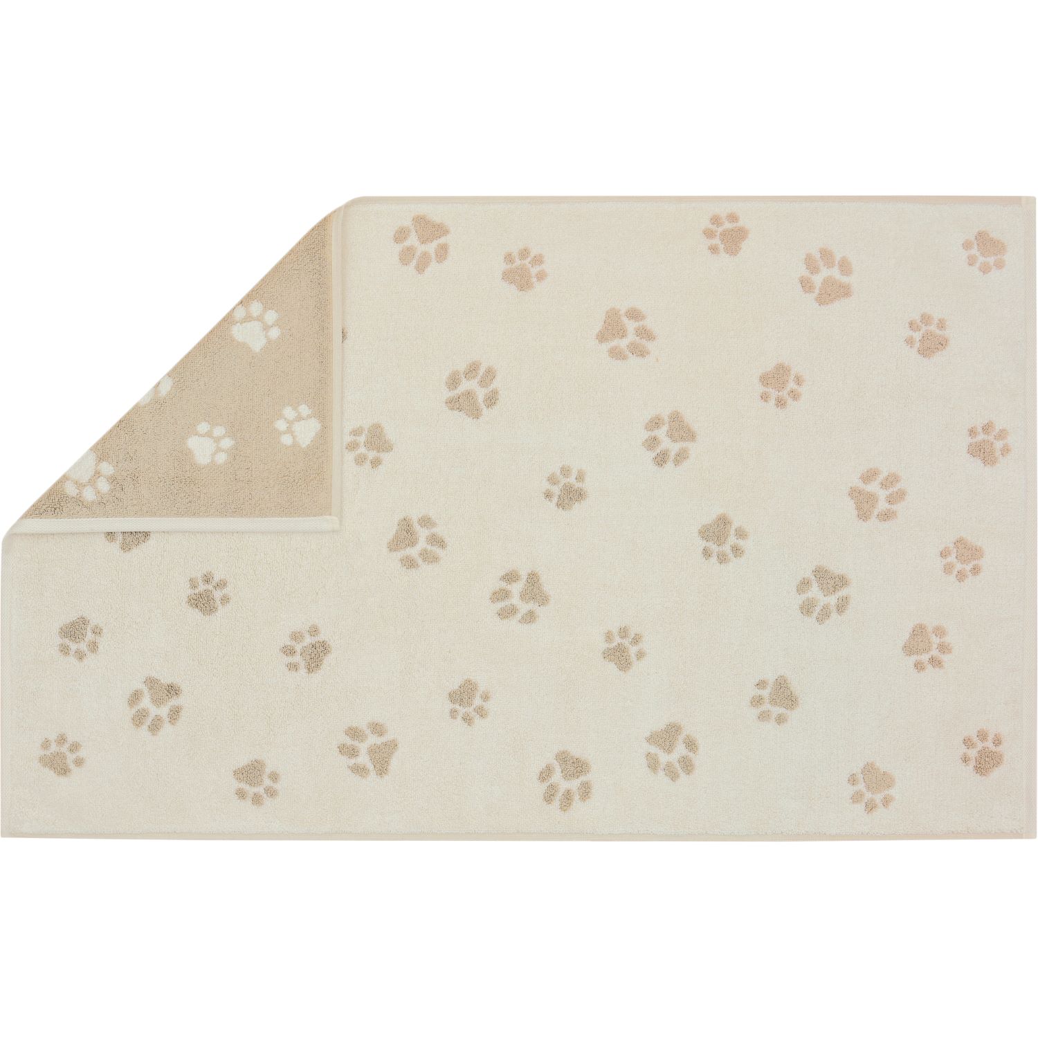 Cawö "Paws" Badematte (We love Dogs Edition) - Natur-Beige (Vorderseite)