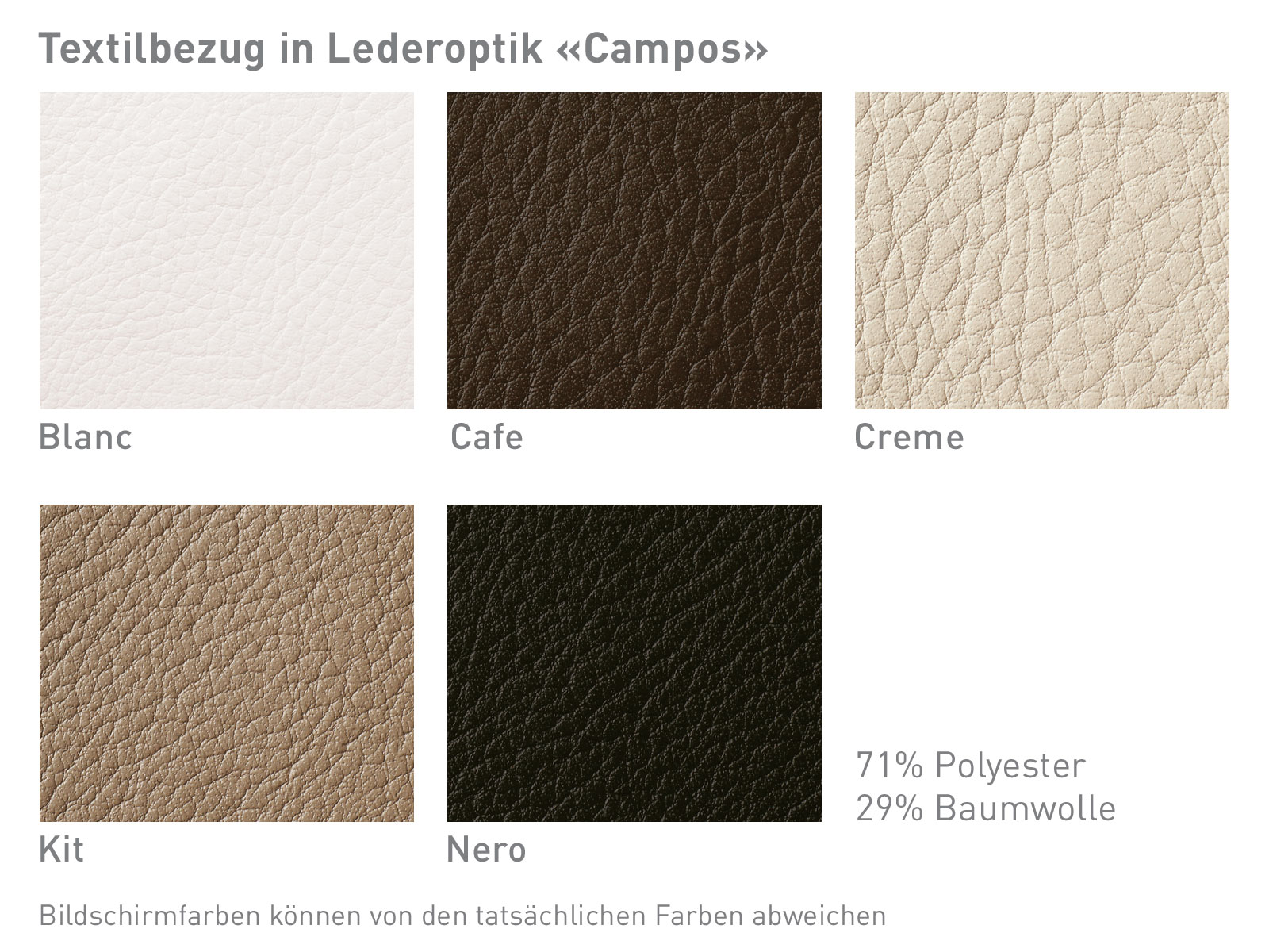 Farbkarte Lederoptik Campos