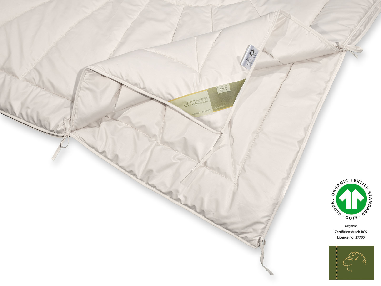 Bio-Schurwolle GOTS organic 4-Jahreszeiten Steppbett