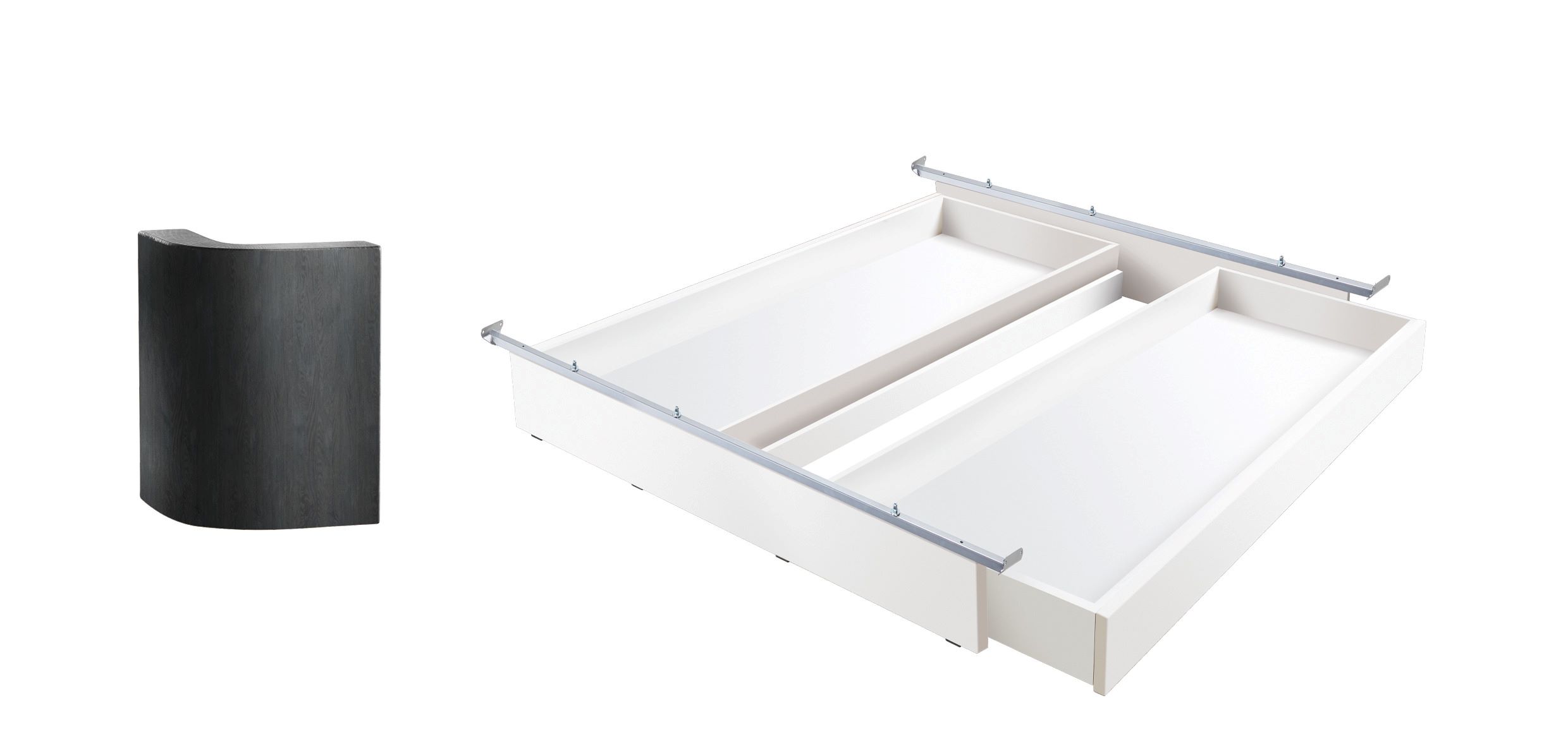 Oak-Line Lovie-Ron Box, 2 Schubladen, Weiss deckend, lackiert, MDF mit Eiche graphit, gebürstet, geölt