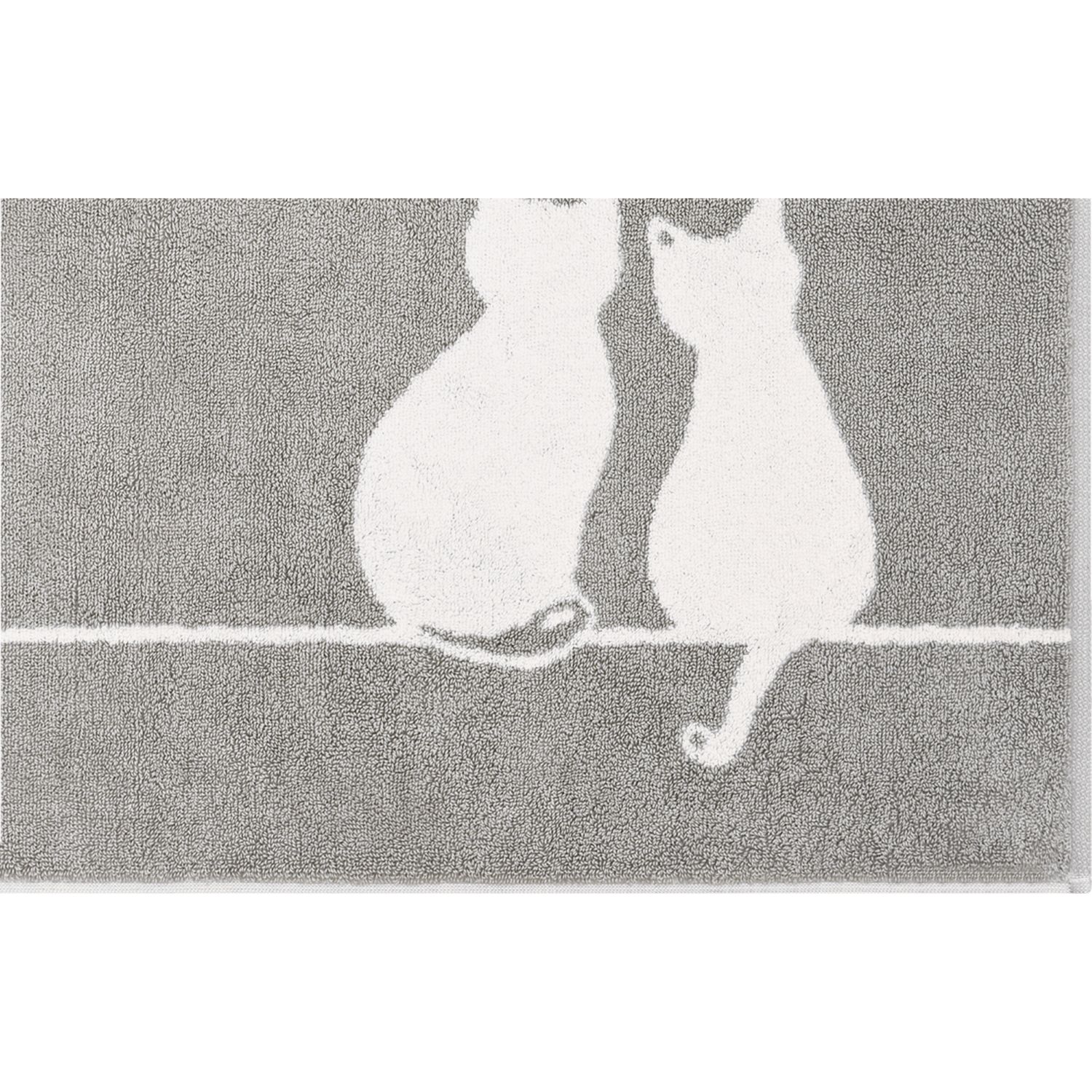 Cawö "You & Me" Badematte (Cute Cats Edition) - Platin-Weiß (Zoom)
