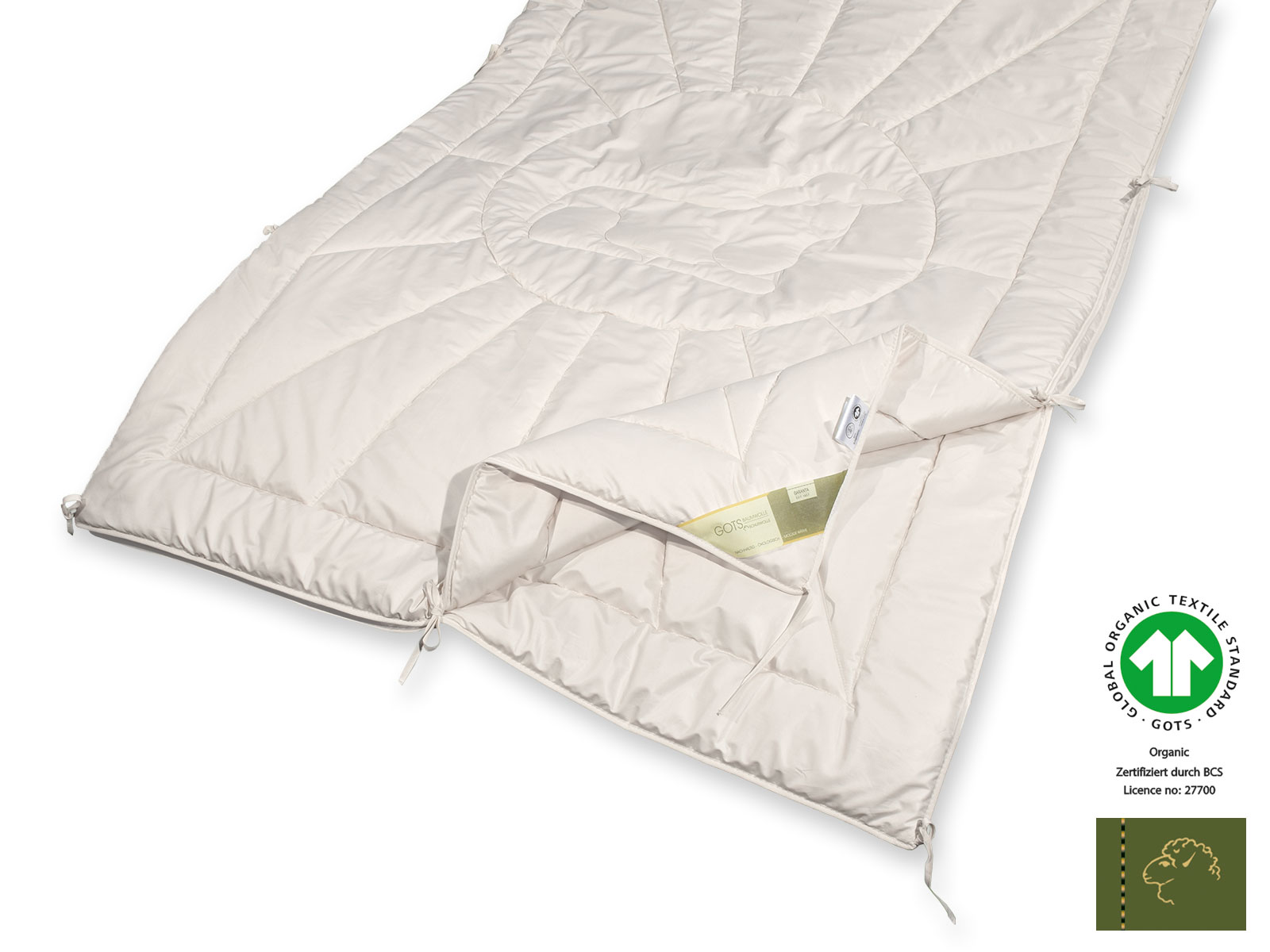 Bio-Schurwolle GOTS organic 4-Jahreszeiten Steppbett