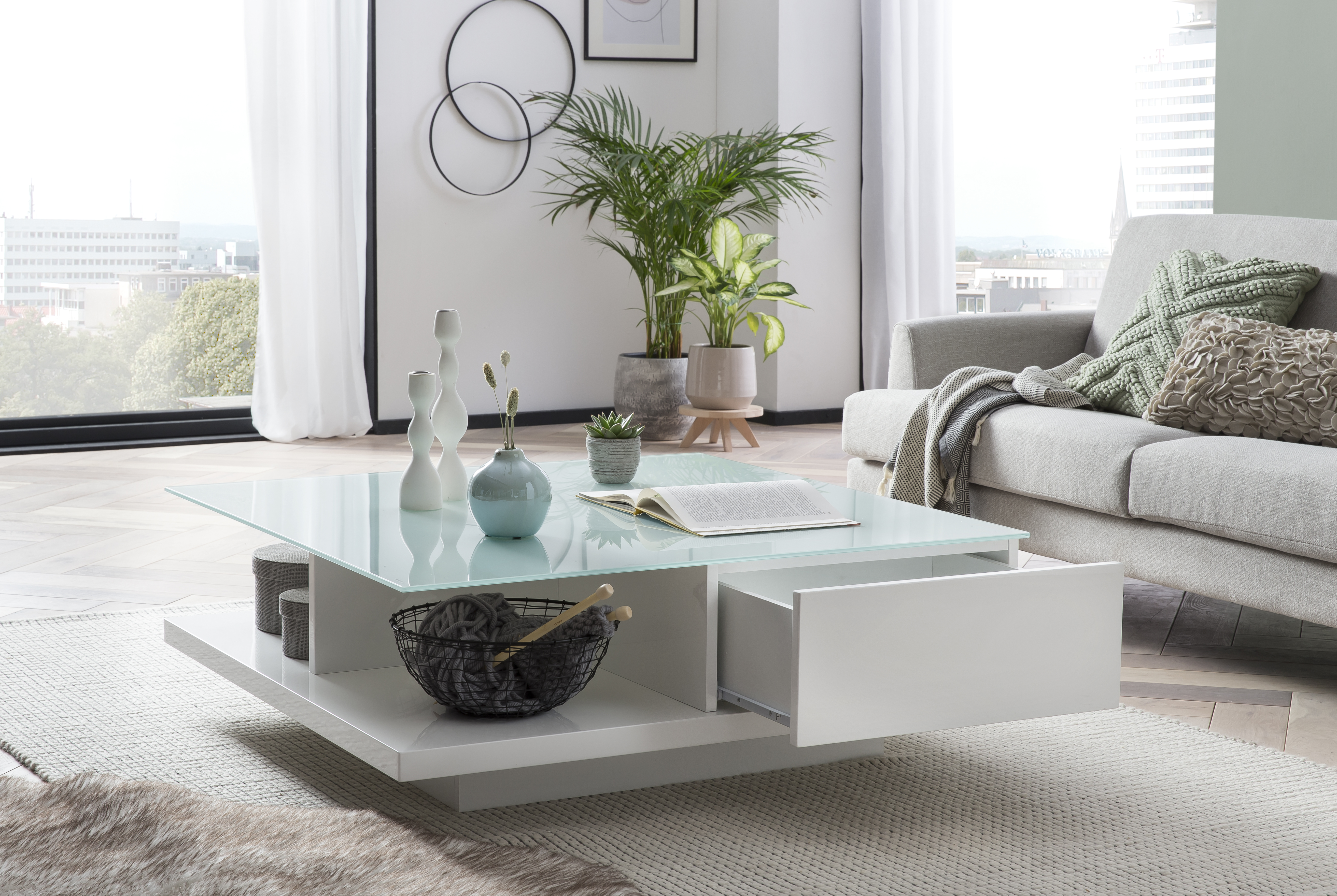 B x T x H: ca. 100 x 100 x 36 cm, Weiß