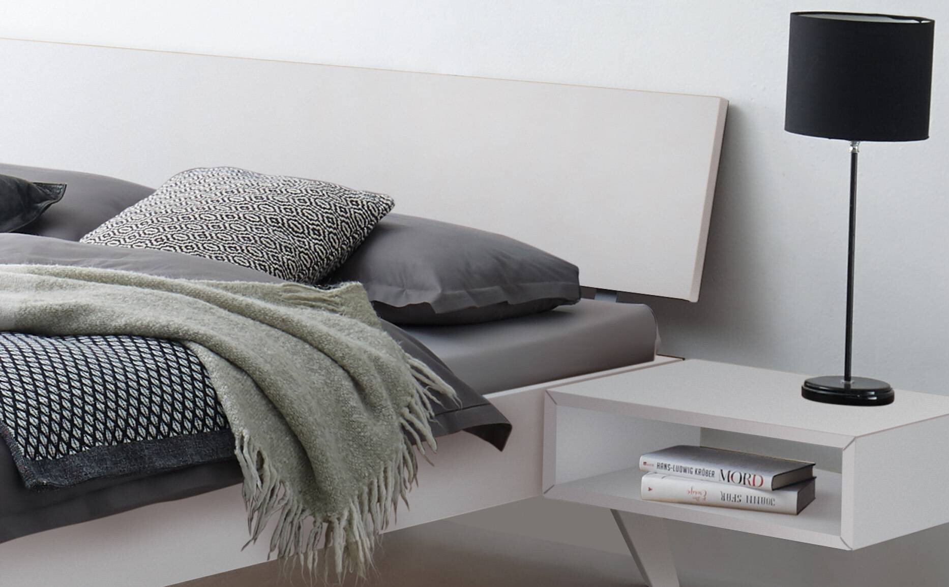 Weiss deckend, lackiert, MDF, Nachttisch Akai nicht im Lieferumfang enthalten