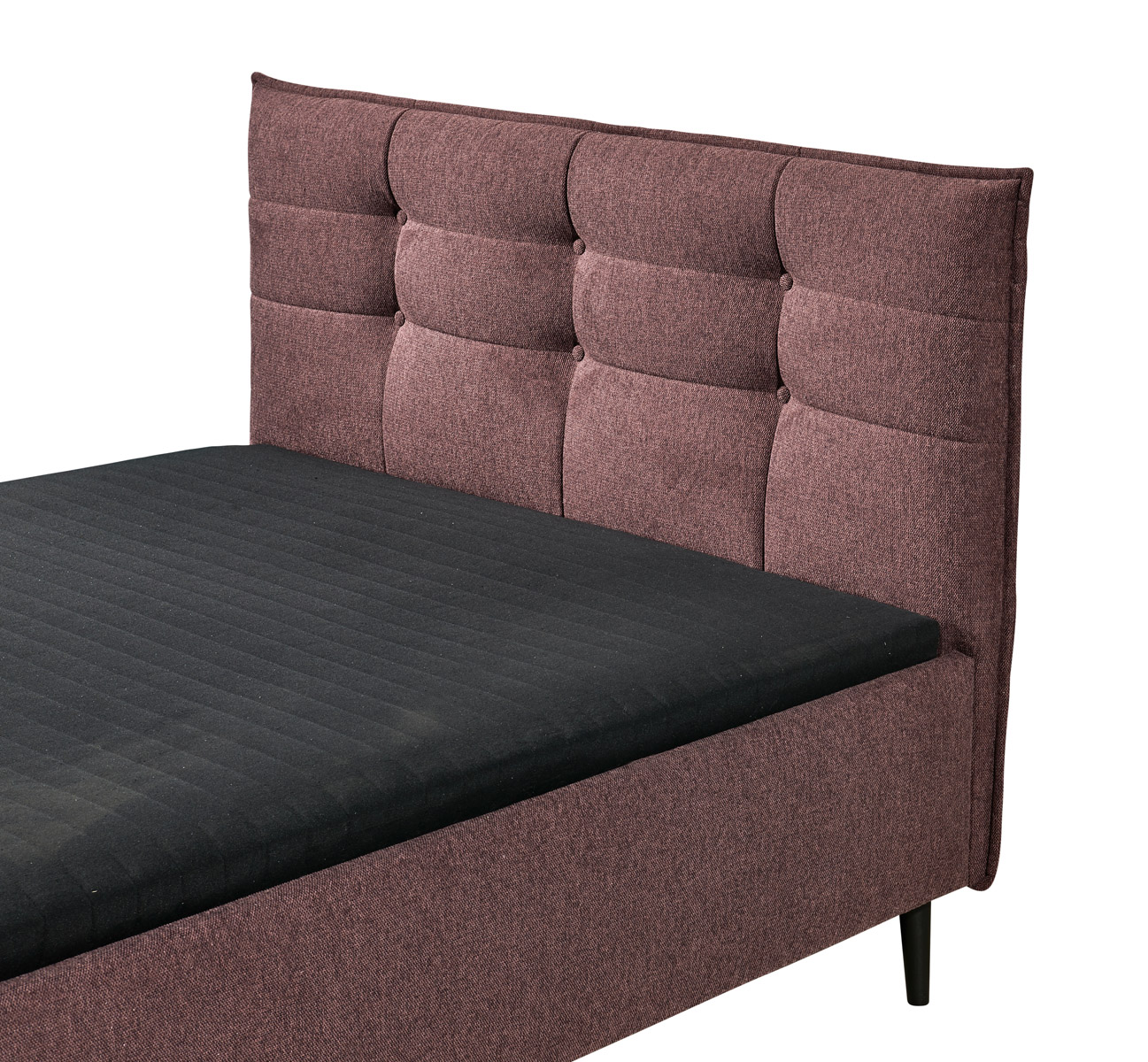 Mario B mit Bezug Brego 93 Aubergine, 180 x 200 cm, Detail Kopfteil