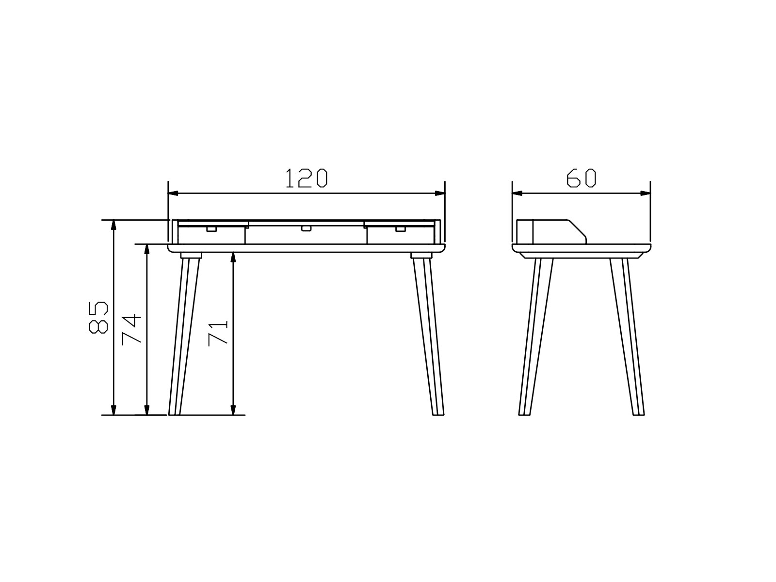 Hasena Oak-Line Schreibtisch Aska, Maße