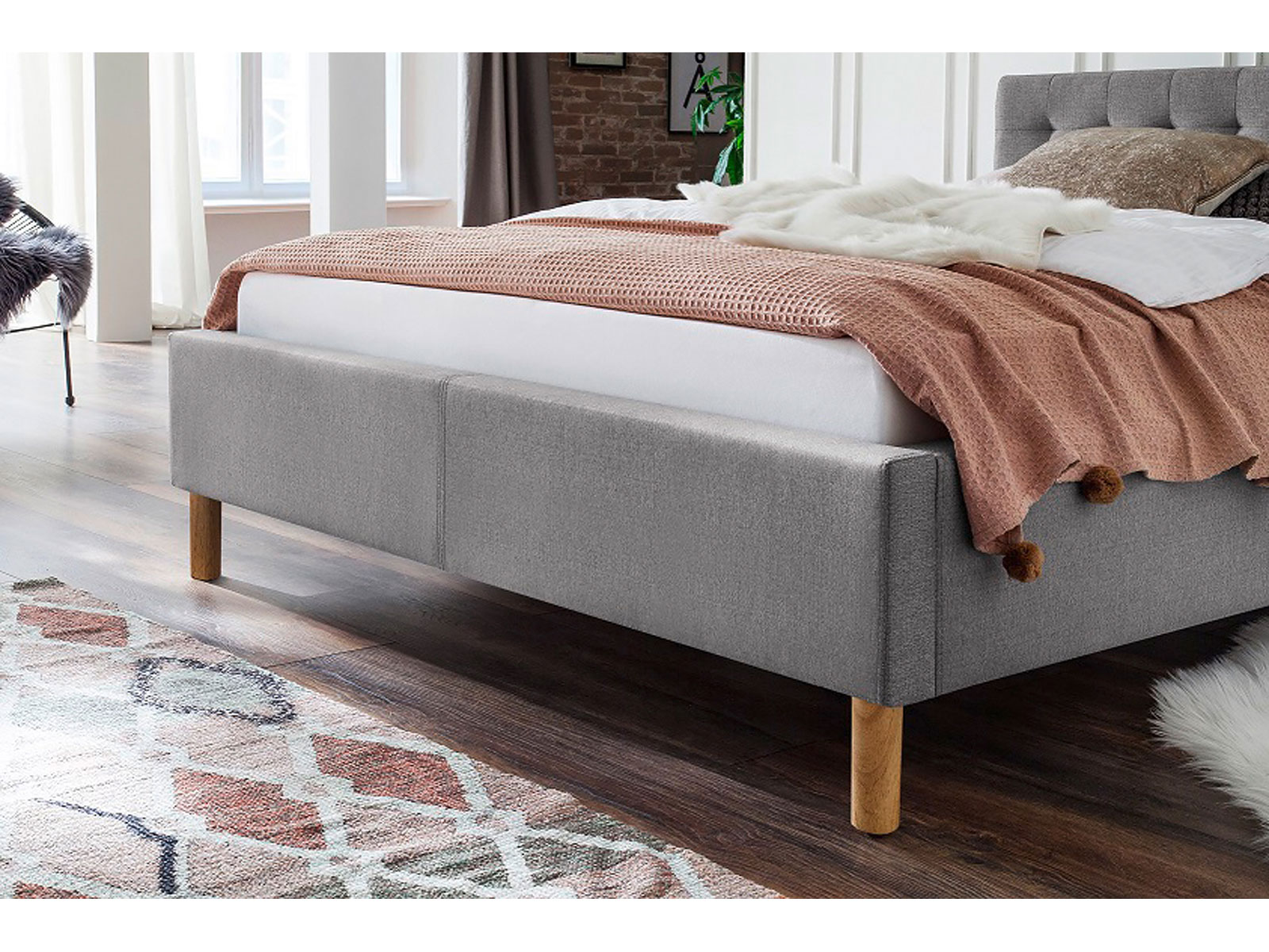 Polsterbett Malin, Farbe Hellgrau