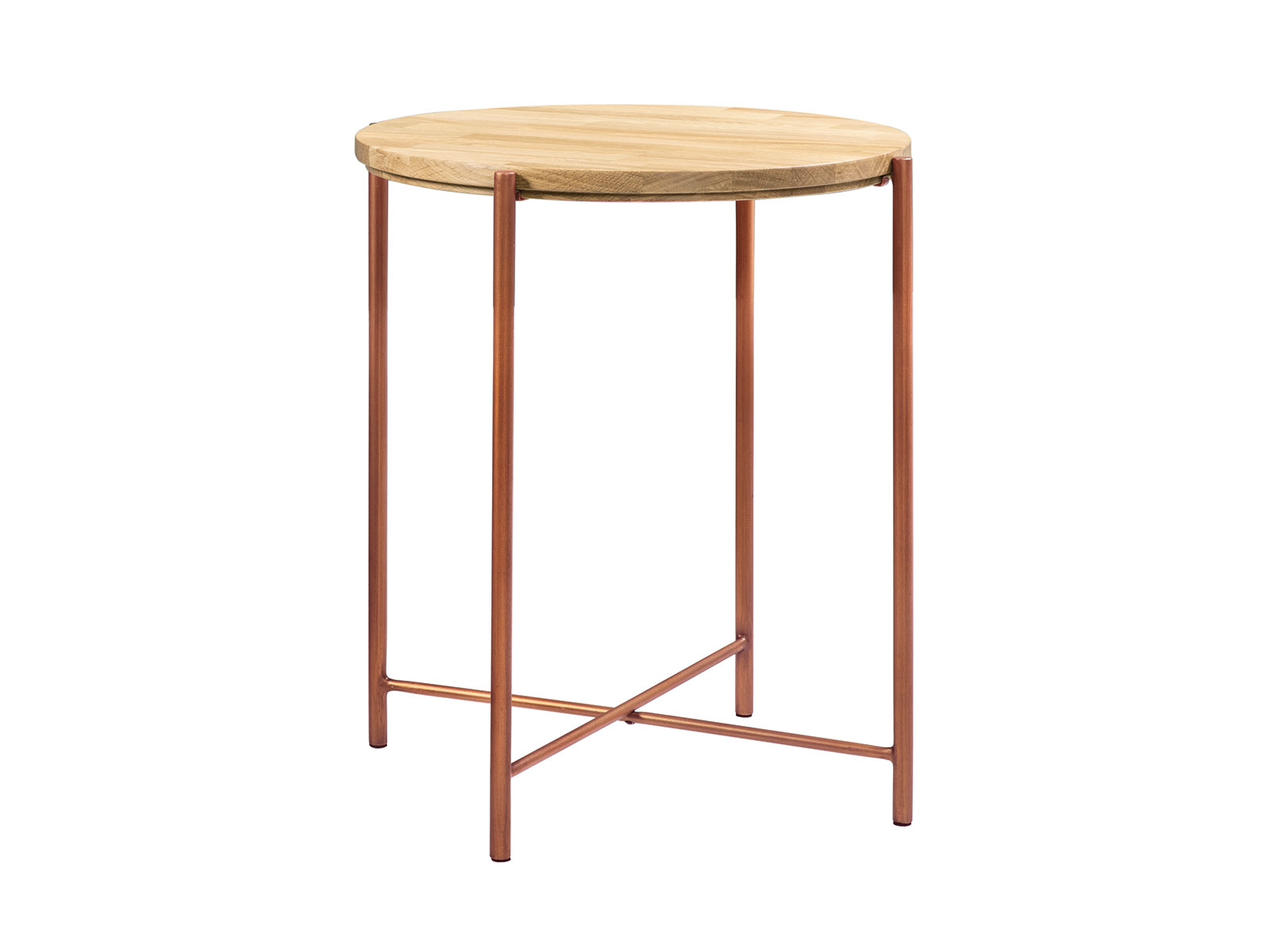 Moderno Nachttisch Nali, Eiche bianco, geölt, Metallfarbe copper