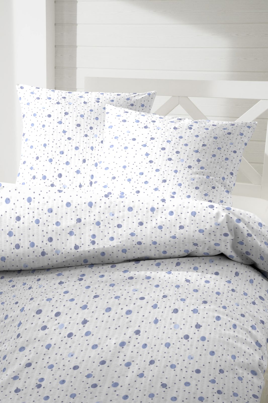 Prinz Exklusiv Soft-Seersucker Bettwäsche Dots 213055 | Blau | 135 x 200 + 80 x 80 cm