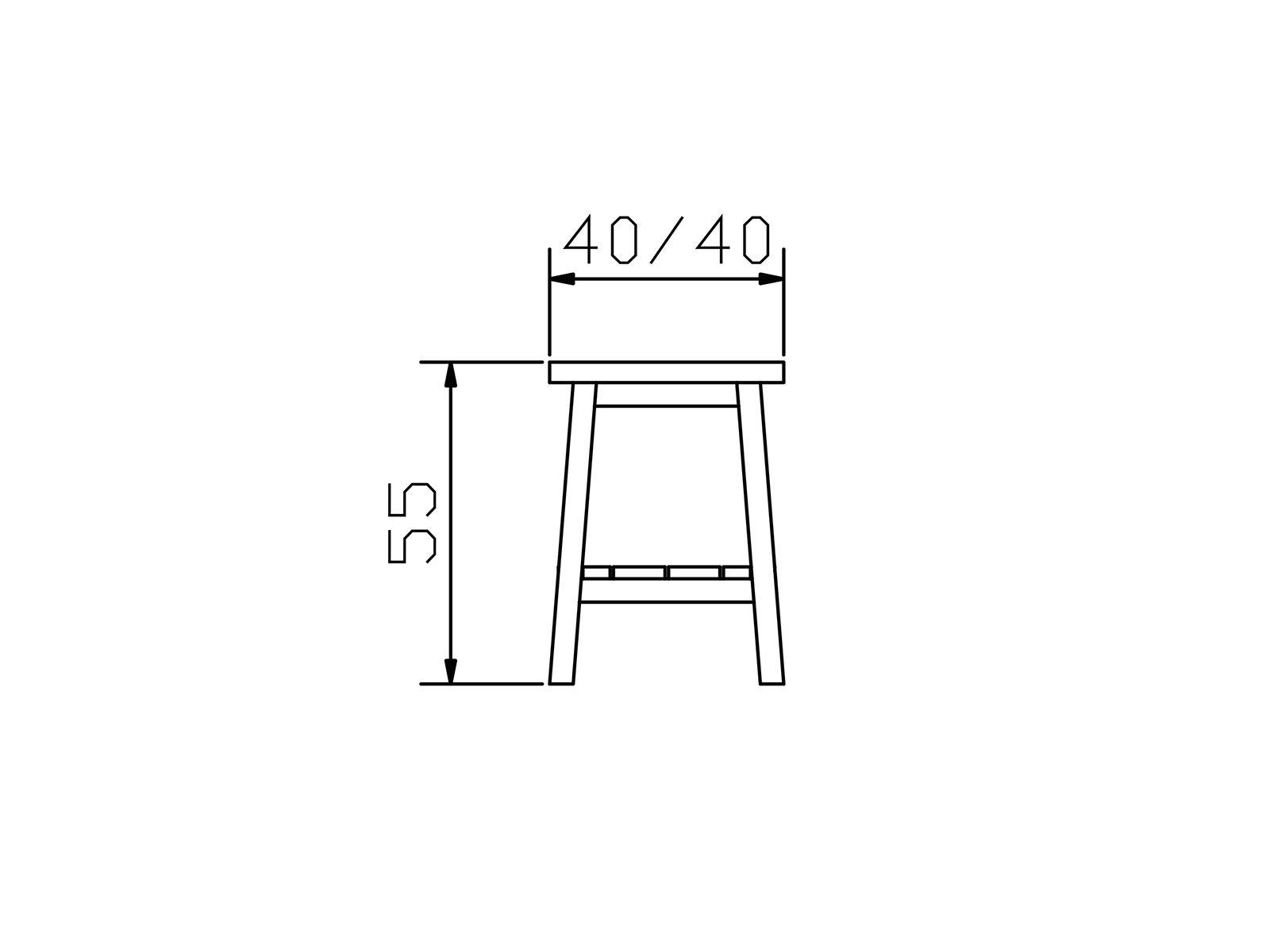 Oak-Wild Vintage Hocker Ludo, Konstruktionsmaße