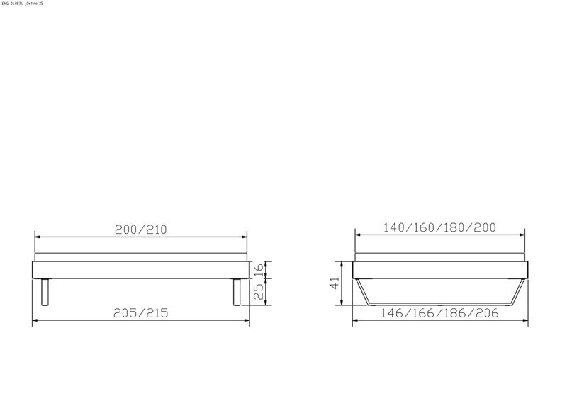 Maße bei Fußhöhe 25 cm