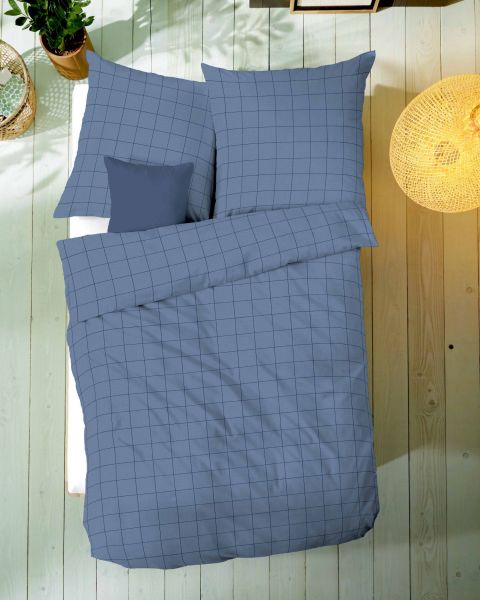 Kaeppel Musselin Bettwäsche "Grid" - Blau