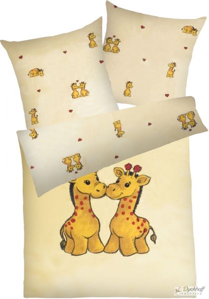 Dyckhoff Kinder Weichfrottier Bettwäsche Bobo mit Reißverschluss, Gelb 100 x 135 + 40 x 60 cm