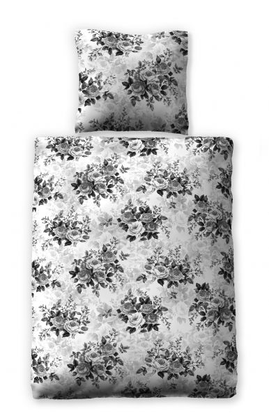 Prinz Satin Bettwäsche Black Roses 135 x 200cm