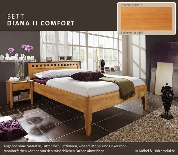 M&H Massivholz-Bett Diana II Comfort Buche natur geölt