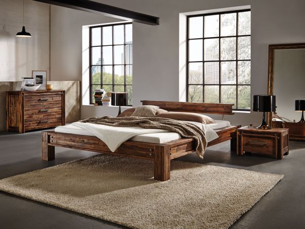 Factory-Line Bett San Luca, Akazie Vintage brown, lackiert