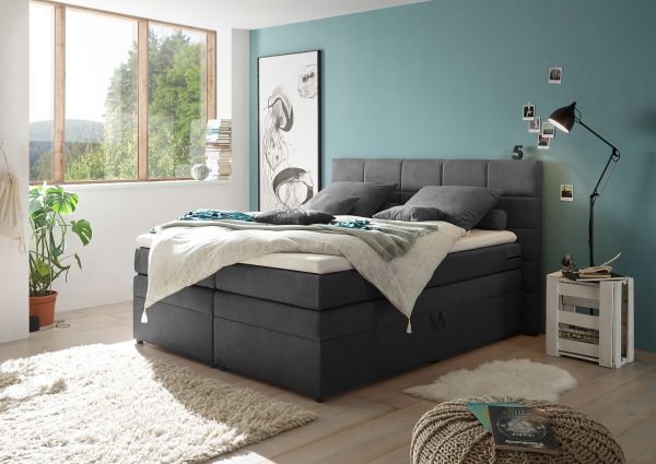 Boxspringbett Tacoma 4, Gr. 1601/80 x 200 cm, Farbe Anthrazit