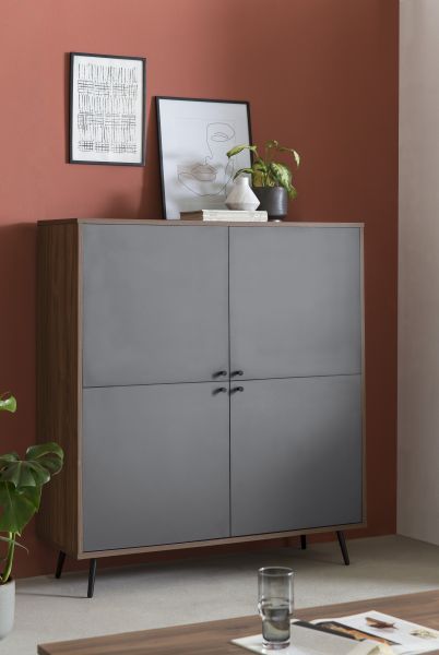 Highboard Walnuss / Grau 395943