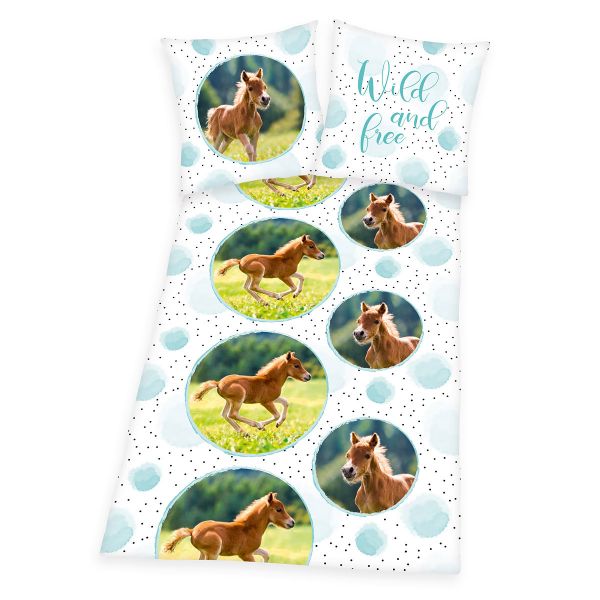 Herding Renforcé Kinder-Wendebettwäsche Pferd 44570-02, 135 x 200 + 80 x 80 cm