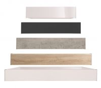 von unten nach oben: Weiß, Eiche sägerauh, Beton Nachbildung, Anthrazit, Hochglanz Weiß von unten nach oben: Weiß, Eiche sägerauh, Beton Nachbildung, Anthrazit, Hochglanz Weiß
