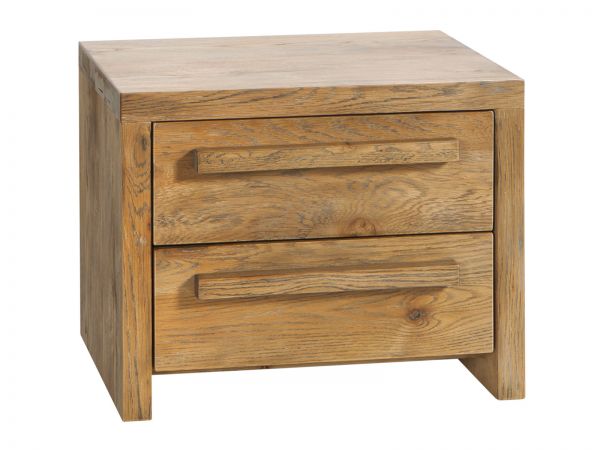 Oak-Wild Vintage Nachttisch Cervo, Vintage natur geölt mit Holzgriffen