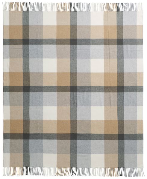 Biederlack Wohndecke Karo Graubeige